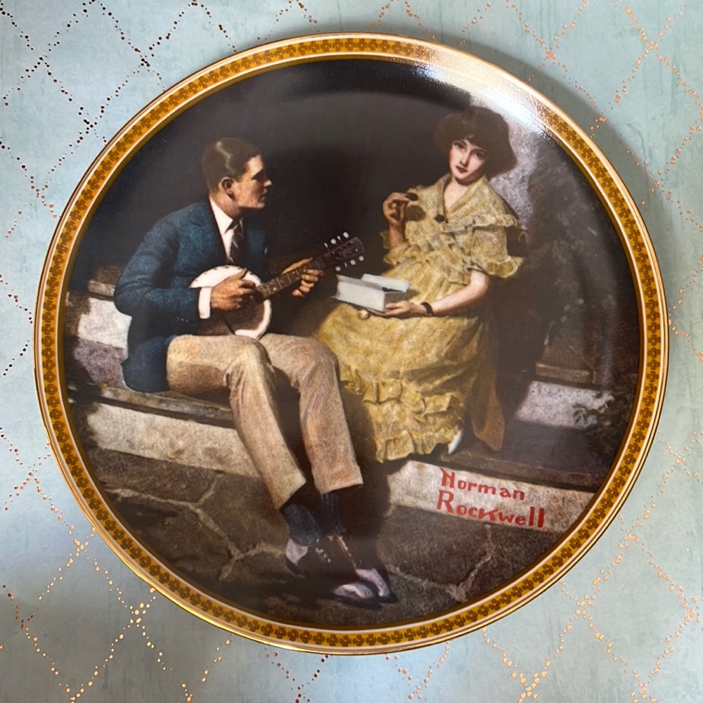 Norman Rockwell "Pondering on the Porch" Vintage Limited Collector Plate